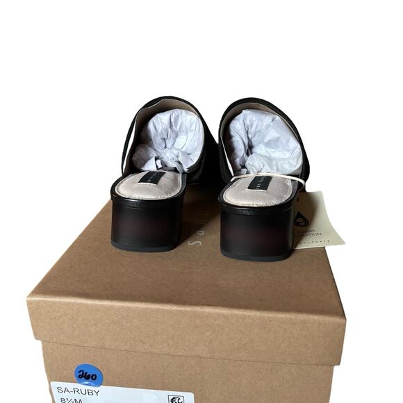 Sanctuary Rally Block Heel Slip-On Sandals Black Sage Green Size 8.5 M Comfort - Picture 2 of 7